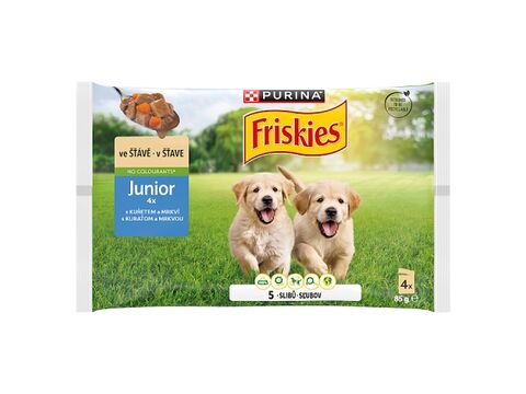 Friskies kapsa Junior kuře s mrkví ve šťávě 4 x 85 g 