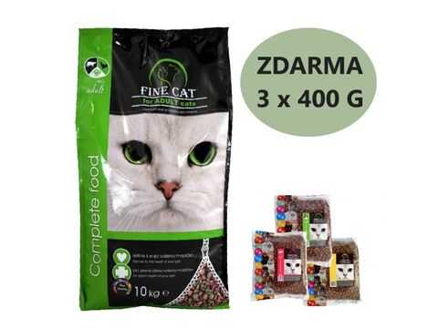 Fine cat adult Mix 10 kg kuře a hovězí + 3 x 400 g zdarma 