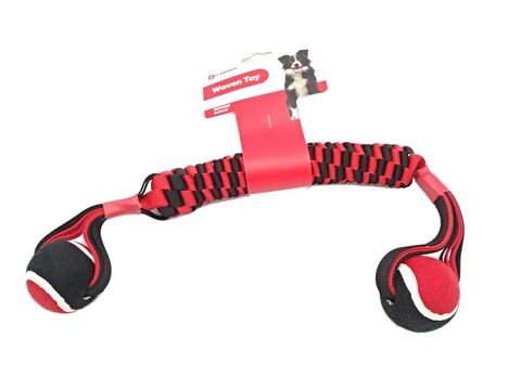 Flamingo hračka pro psa pružné přetahovadlo 60 cm s tenisákama červená/černá