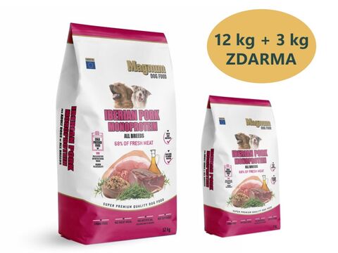 Magnum Iberian Pork & Monoprotein All Breed 12 kg + 3 kg zdarma   1.133A