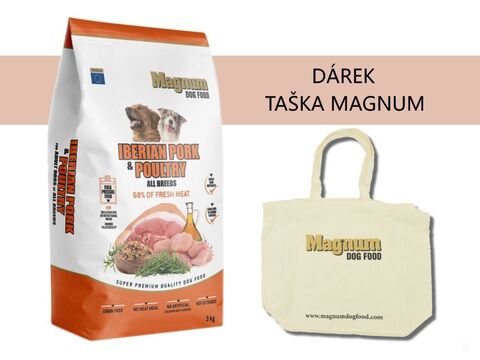 Magnum Iberian Pork & Poultry All Breed 3 kg  1.125 + dárek Magnum taška 