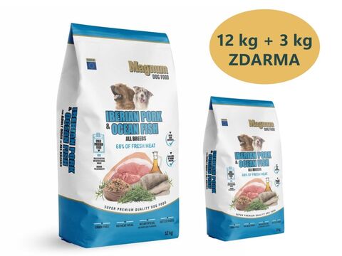 Magnum Iberian Pork & Ocean Fish All Breed 12 kg + 3 kg zdarma 1.132A 