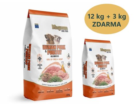 Magnum Iberian Pork & Poultry All Breed 12 kg + 3 kg zdarma 1.130A