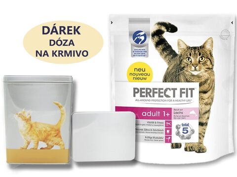 Perfect fit cat Adult 750 g losos + dárek dóza na krmivo