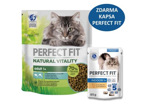 Perfect fit Natural Vitality cat Adult 650 g losos s bílou rybou+dár PerfectF Indoor 85g