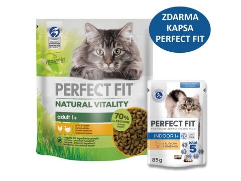 Perfect fit Natural Vitality cat Adult 650 g kuře + dárek Perfect Fit Indoor 85 g kuře kap