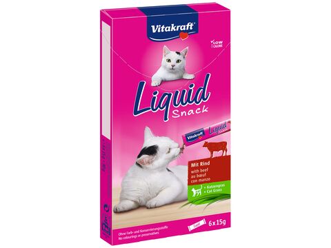 Vitakraft Liquid Snack hovězí +inulin 6 x 15 g+ dárek Vitakraft cat Jelly Lovers kuře krůt